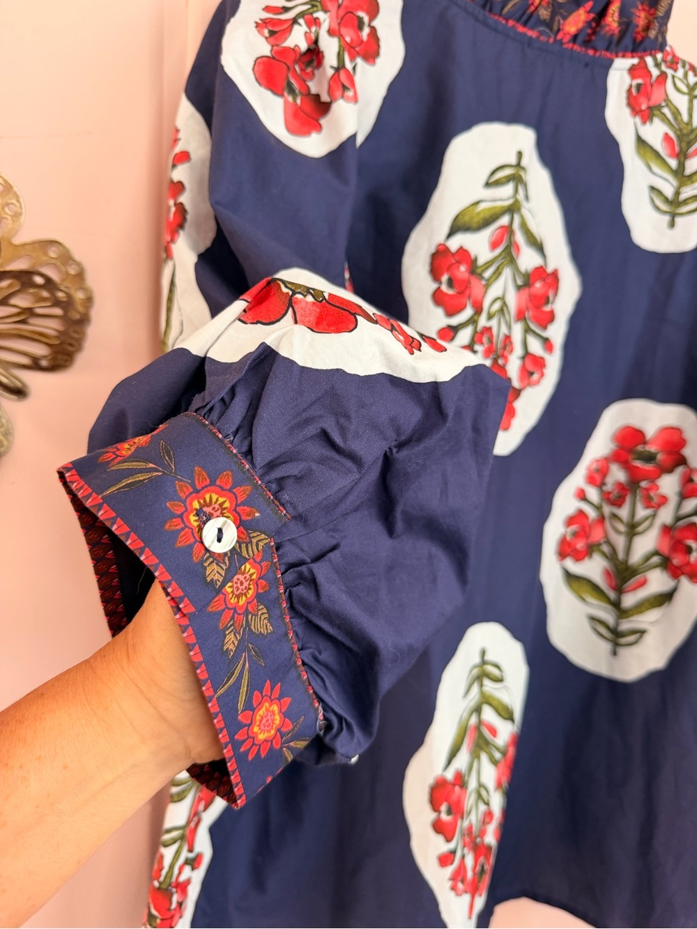 Etro Navy Floral Peasant Blouse SzL - Picture 2 of 6
